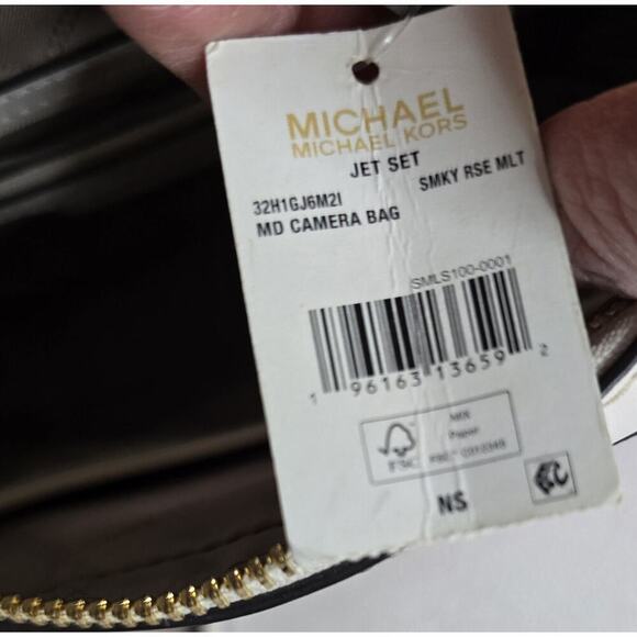 Michael Kors Jet Set Medium Logo Smokey Rose Multi Camera Crossbody Bag - New - Picture 8 of 15